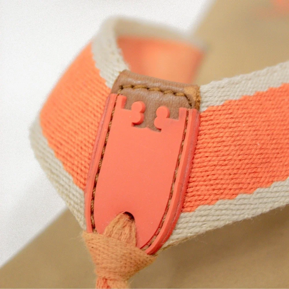 TORY BURCH 'Wilhelm' Sandal Orange & Tan Thong Style Flip Flop Size 10